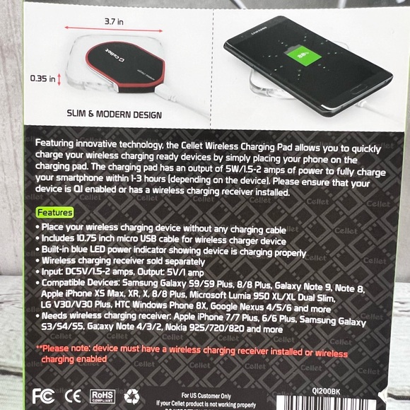NIB-Cellet Smartphone Wireless Charging Pad - Picture 5 of 7